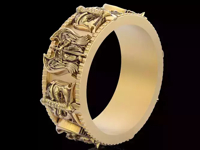 Guardian Knight ring  gold printable jewelry 3D model 3D print model