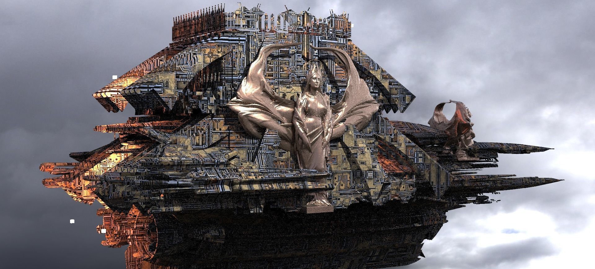 Sci-Fi Dark Maze ship Airship 1 3D model_1