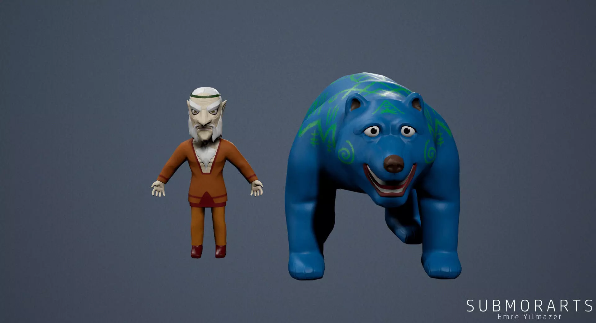Druid And Bear Free low-poly 3D model