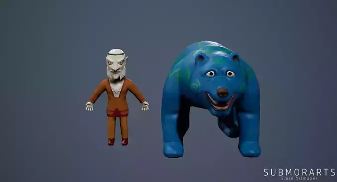 Druid And Bear Free low-poly 3D model