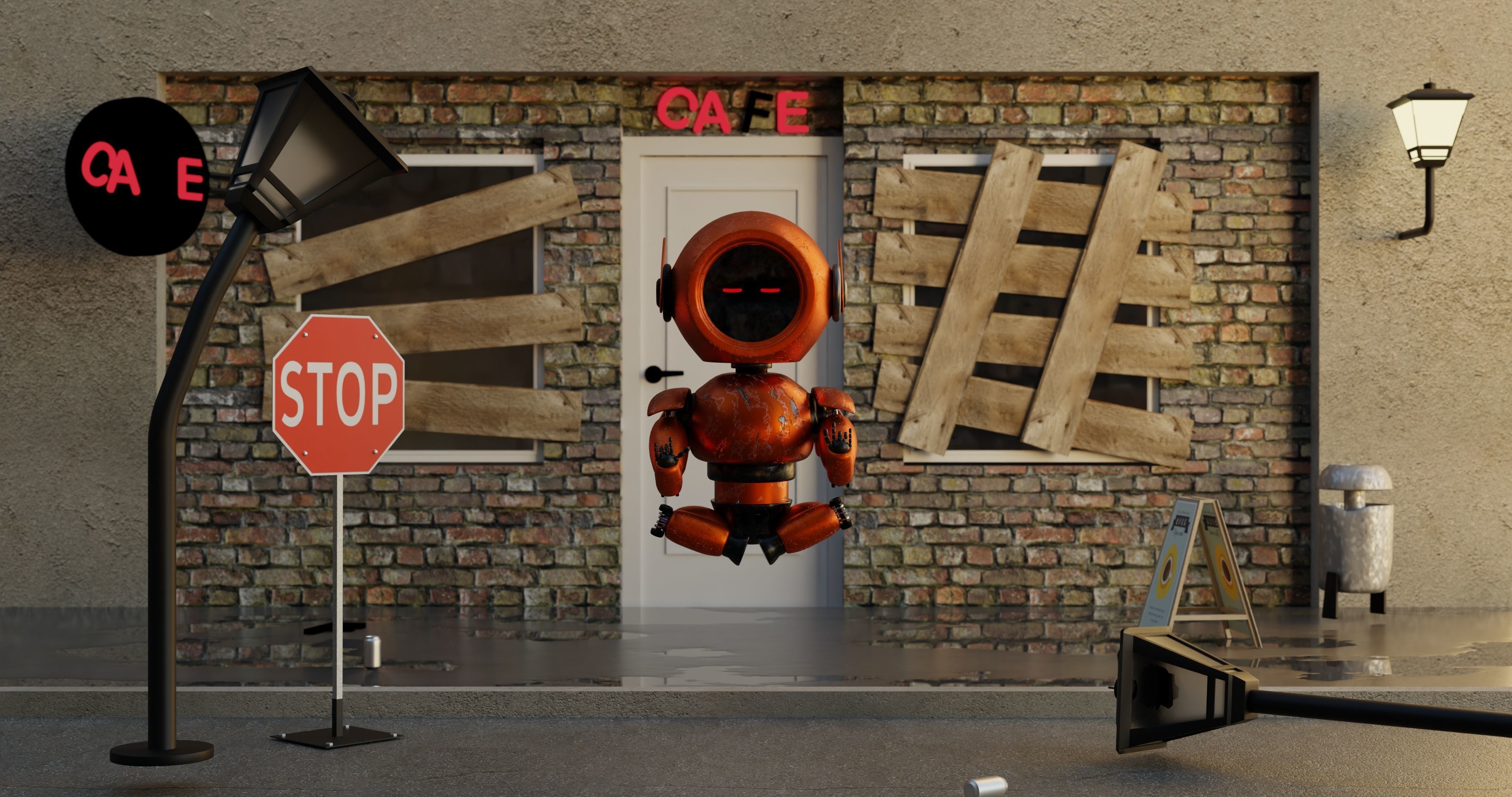 3D Post Apocalyptic Sci-Fi Robot with Environment 3D model_17