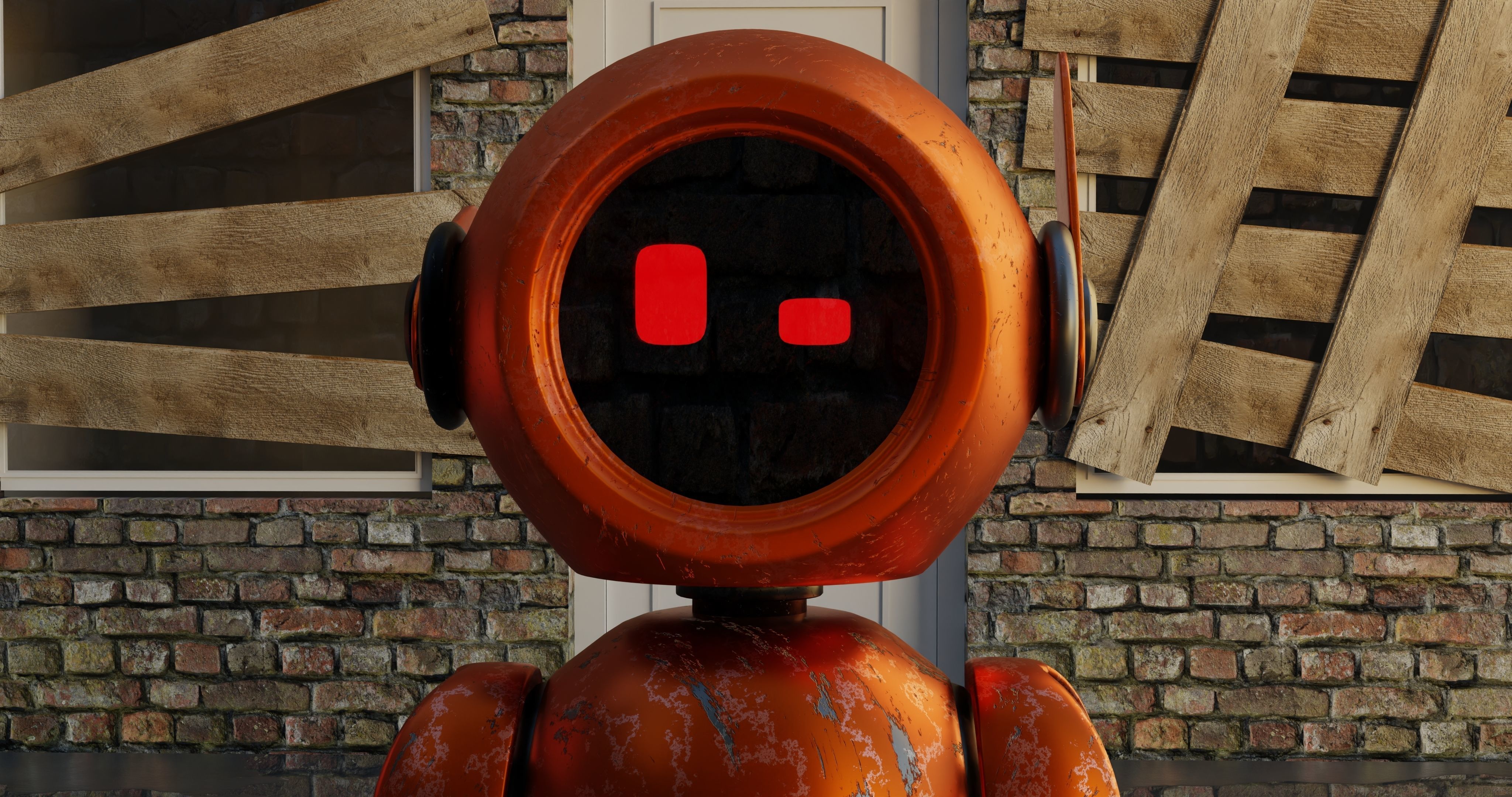 3D Post Apocalyptic Sci-Fi Robot with Environment 3D model_3