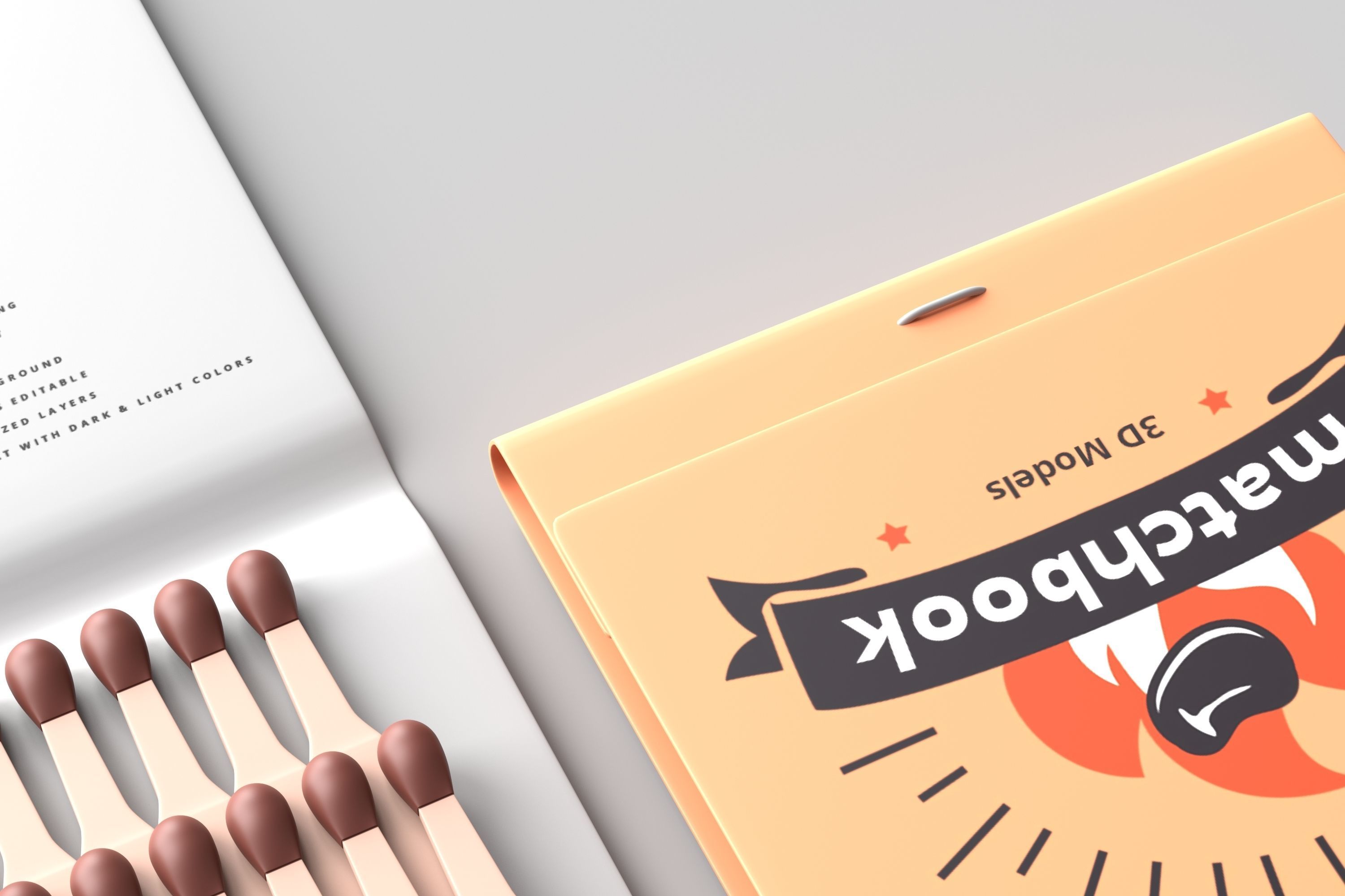 Matchbox and Matchbook Low-poly 3D model_14