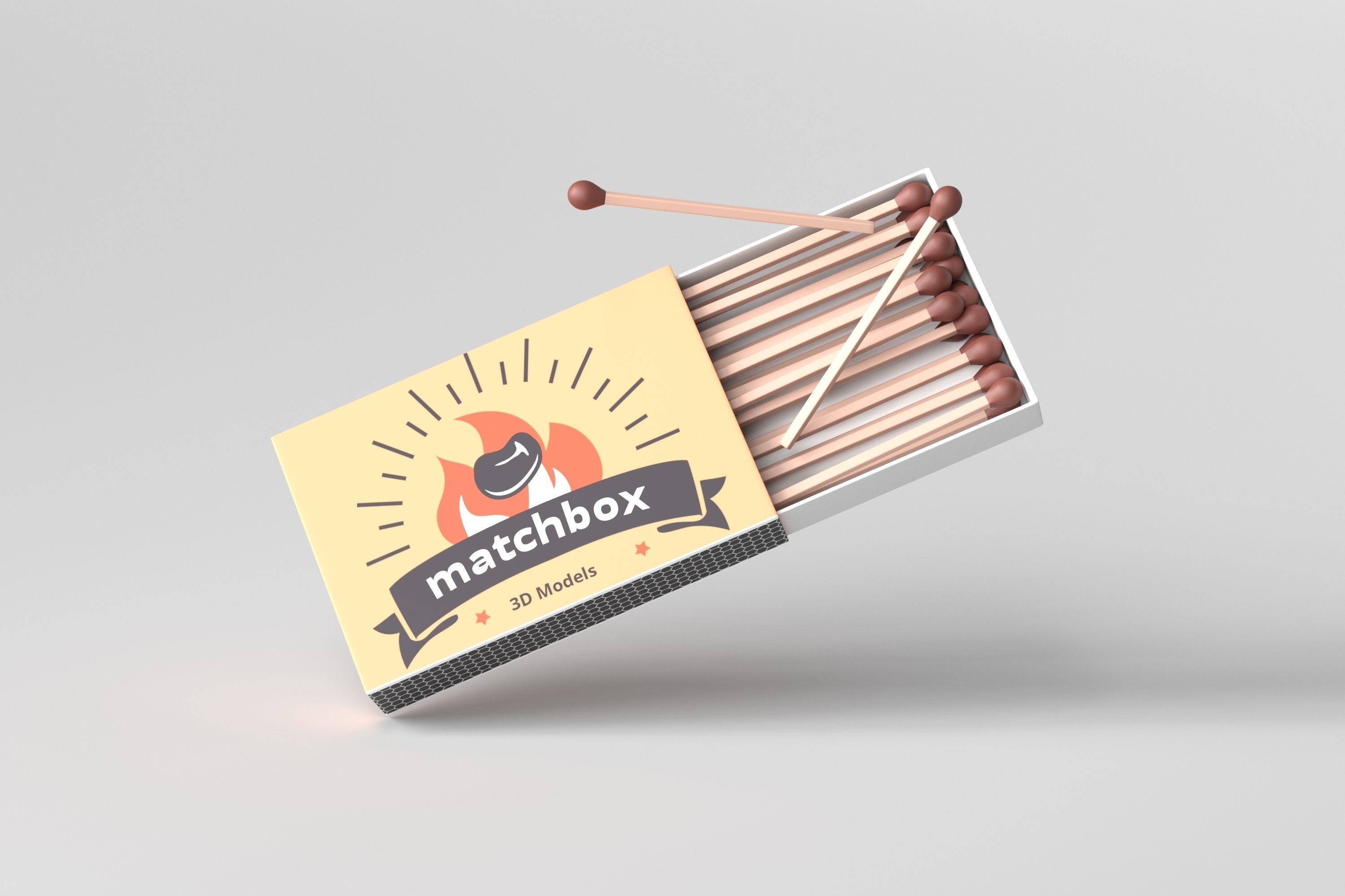Matchbox and Matchbook Low-poly 3D model_7