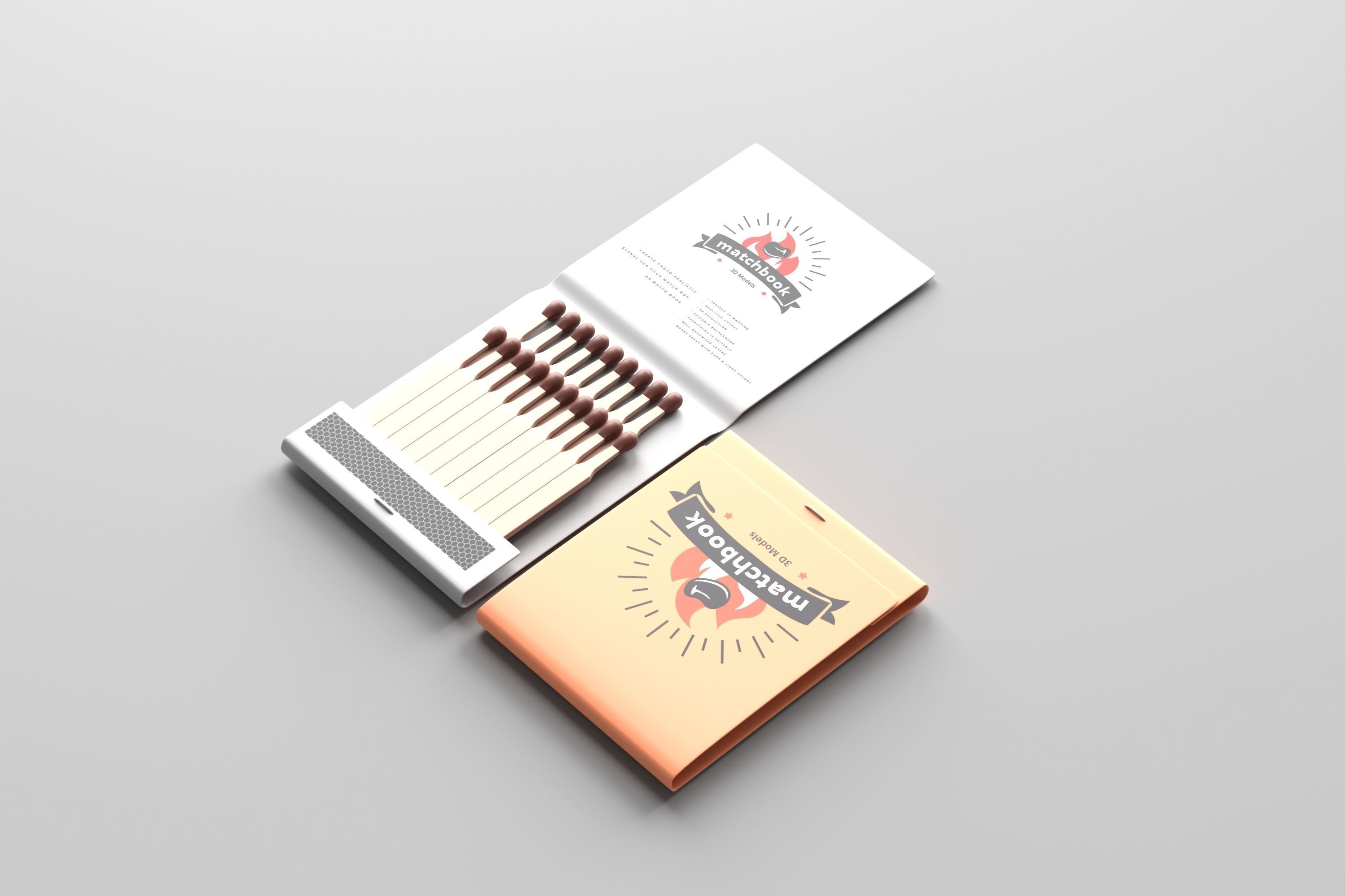Matchbox and Matchbook Low-poly 3D model_12