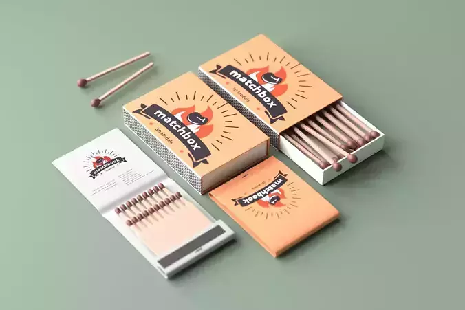 Matchbox and Matchbook Low-poly 3D model