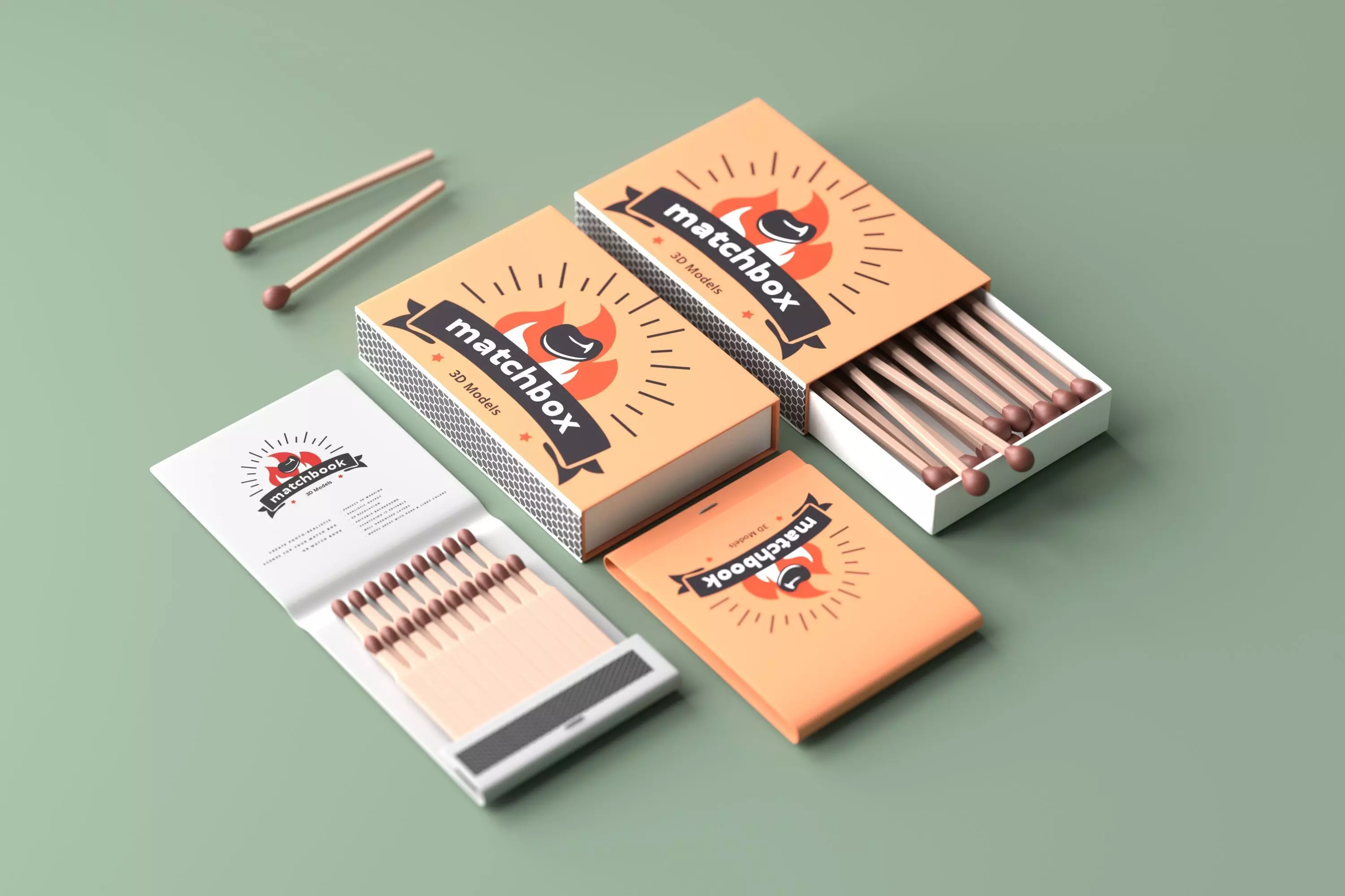 Matchbox and Matchbook Low-poly 3D model_0