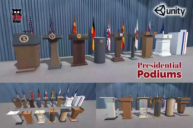 Presidential podiums Low-poly 3D model