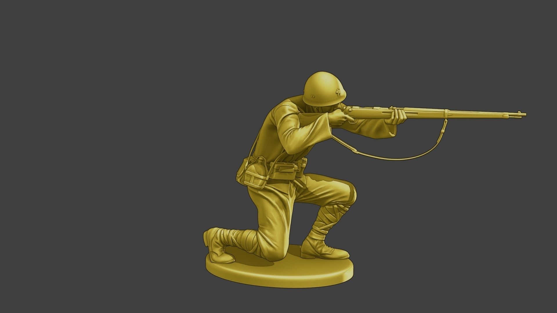 Japanese soldier ww2 Shoot Crouch J2 3D print model_9