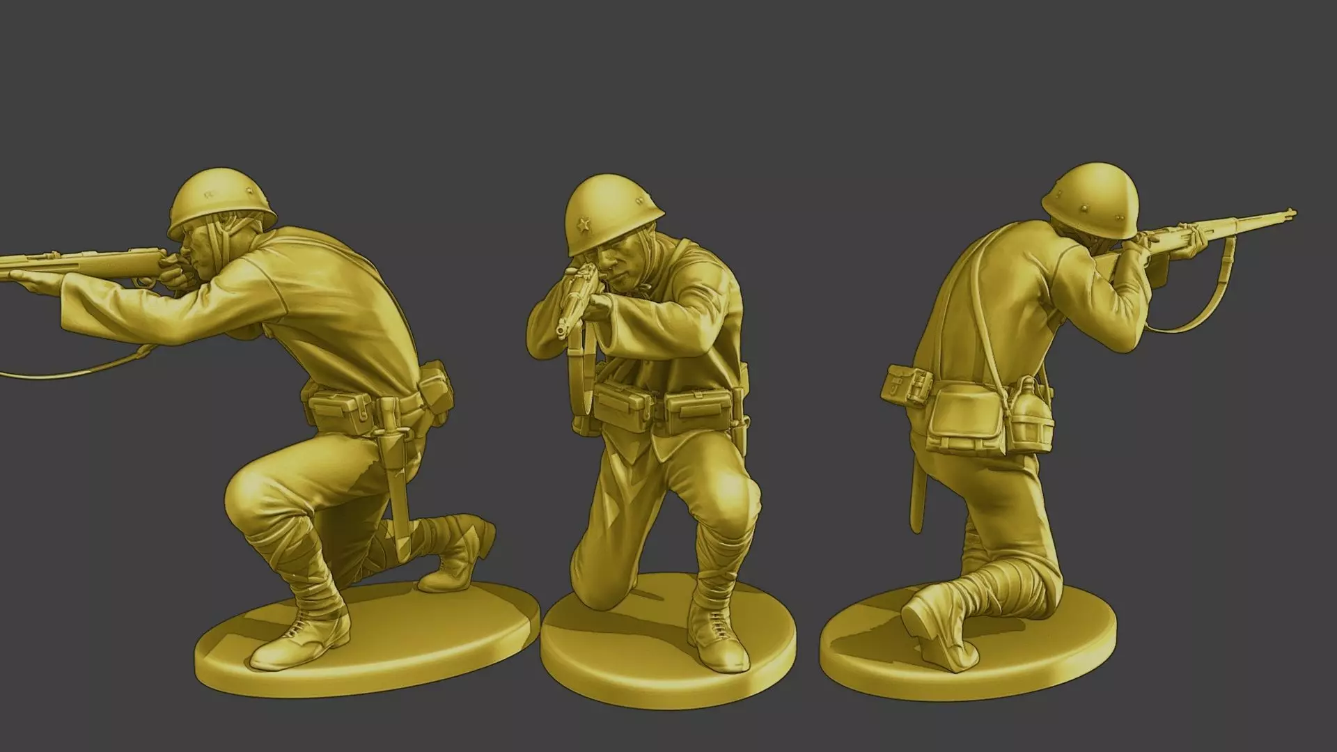 Japanese soldier ww2 Shoot Crouch J2 3D print model_0