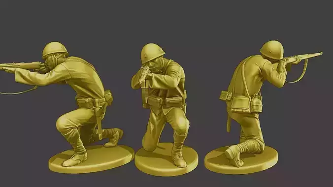 Japanese soldier ww2 Shoot Crouch J2 3D print model
