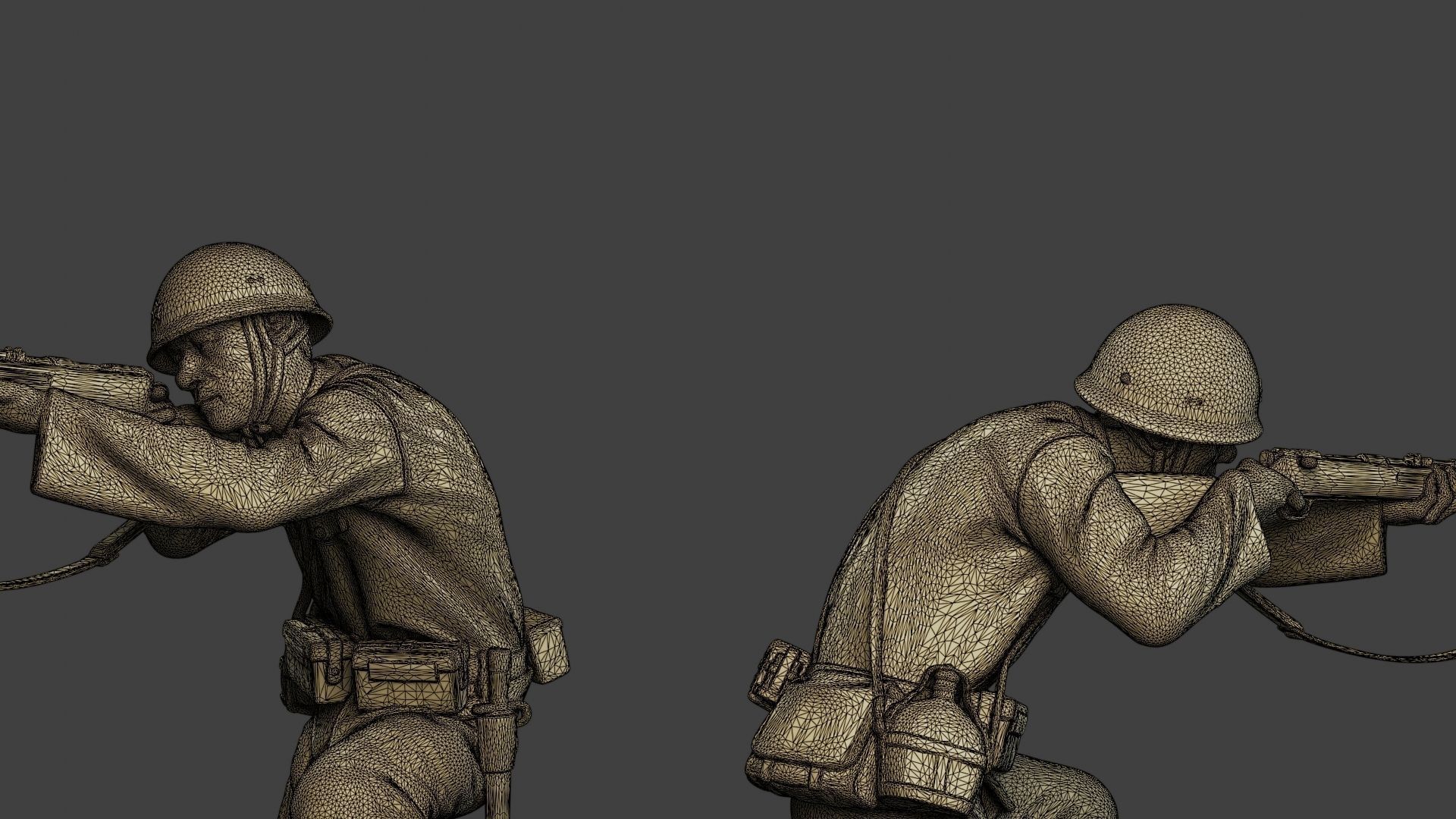 Japanese soldier ww2 Shoot Crouch J2 3D print model_12