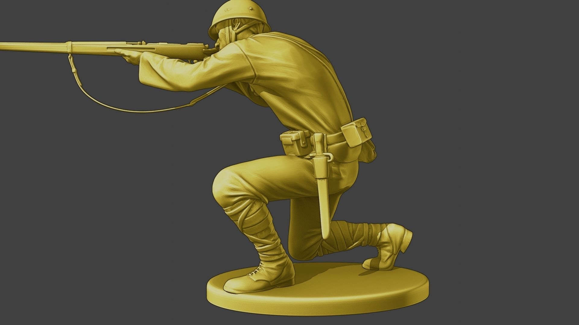 Japanese soldier ww2 Shoot Crouch J2 3D print model_17