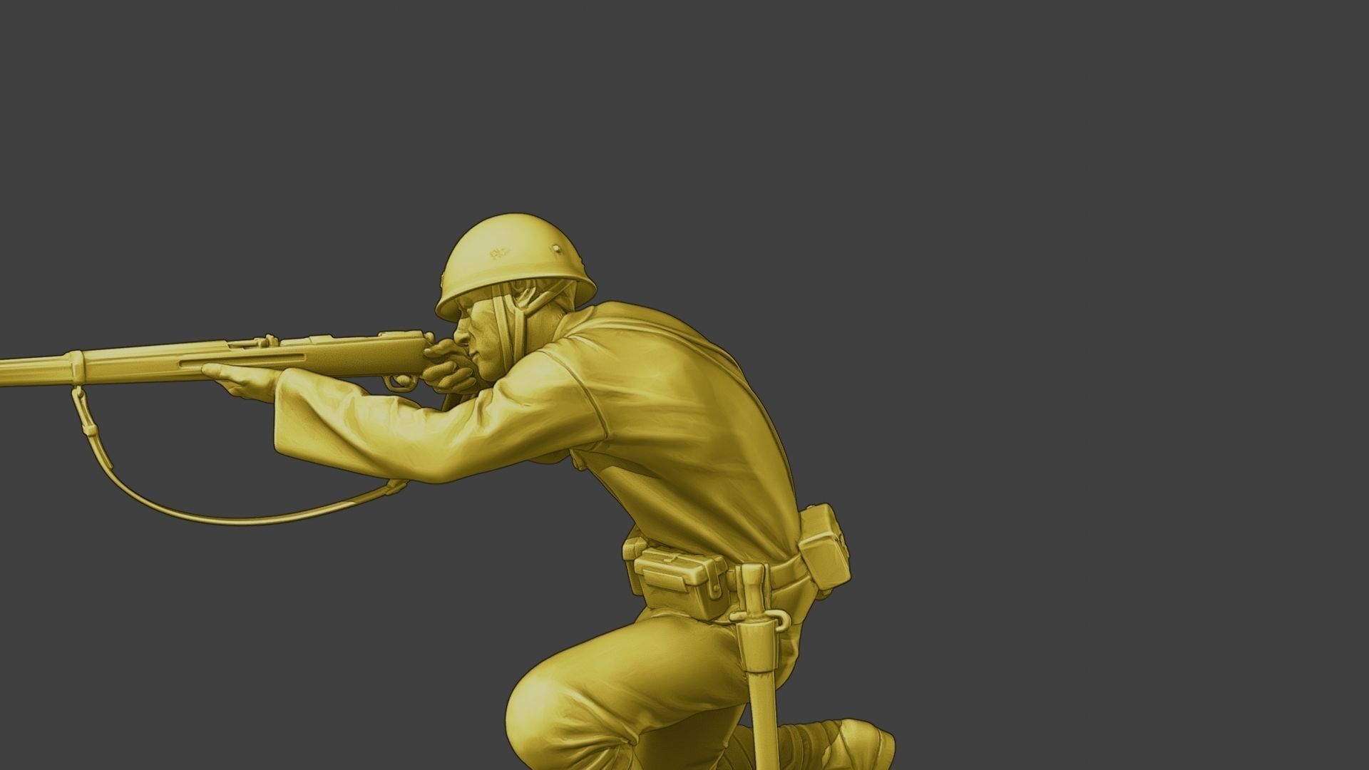 Japanese soldier ww2 Shoot Crouch J2 3D print model_18
