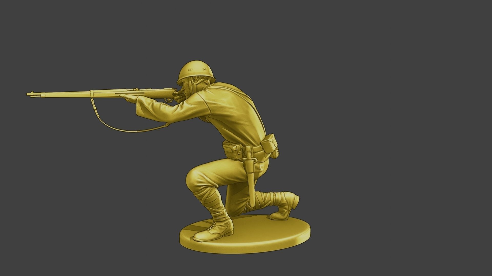 Japanese soldier ww2 Shoot Crouch J2 3D print model_3