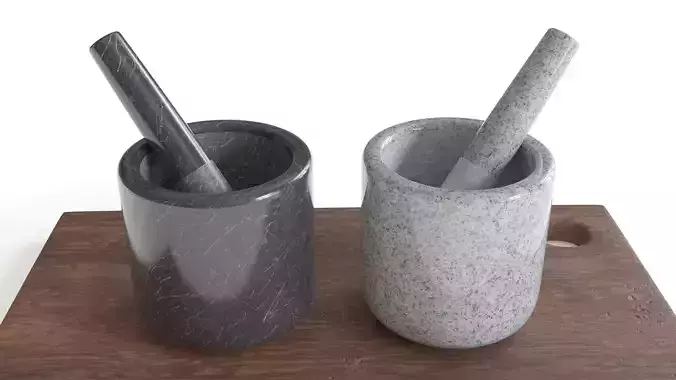 Mortar and Pestle Set Low-poly 3D model