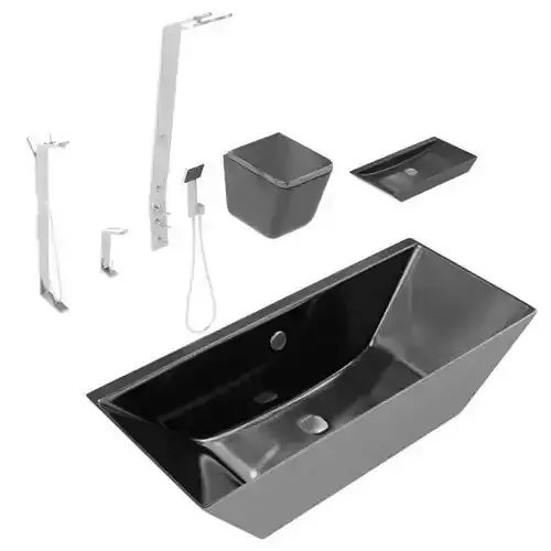 Modern Black Metal Bathroom Set