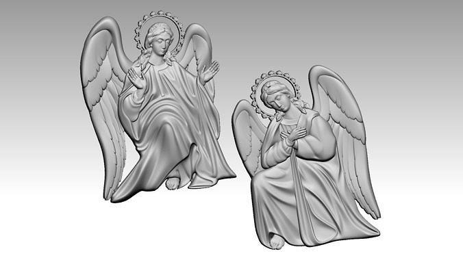 Two female angels 3d print model 3D print model