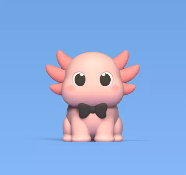 Axolotl with Tie 3D print model_0