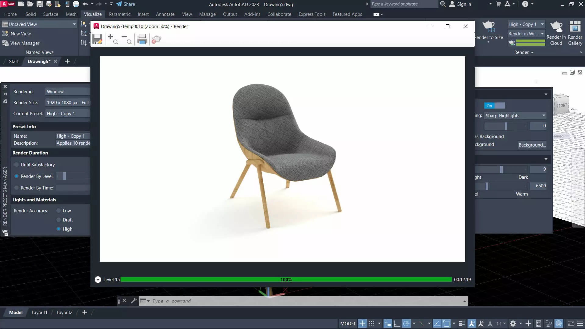 AutoCAD Low Poly 3D Modern Chair 01 3D model