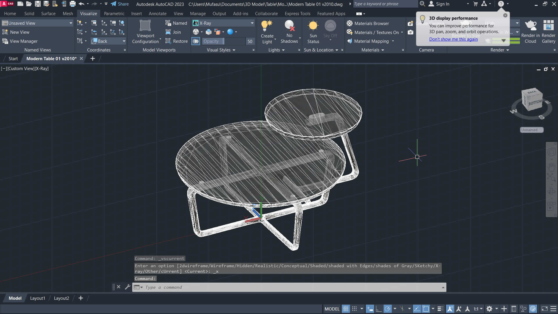 Autocad Low Poly 3D Modern Table 01 3D model_5