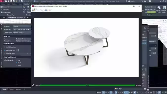 Autocad Low Poly 3D Modern Table 01 3D model