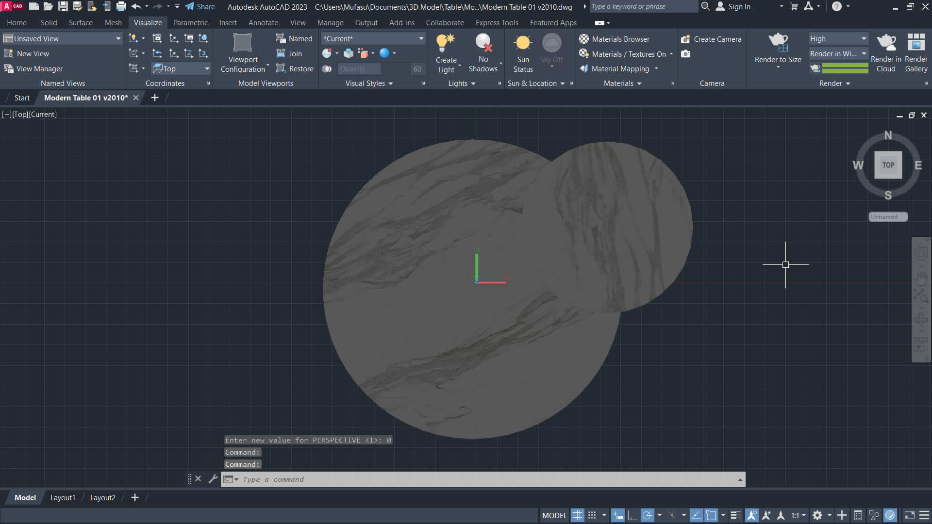 Autocad Low Poly 3D Modern Table 01 3D model_2