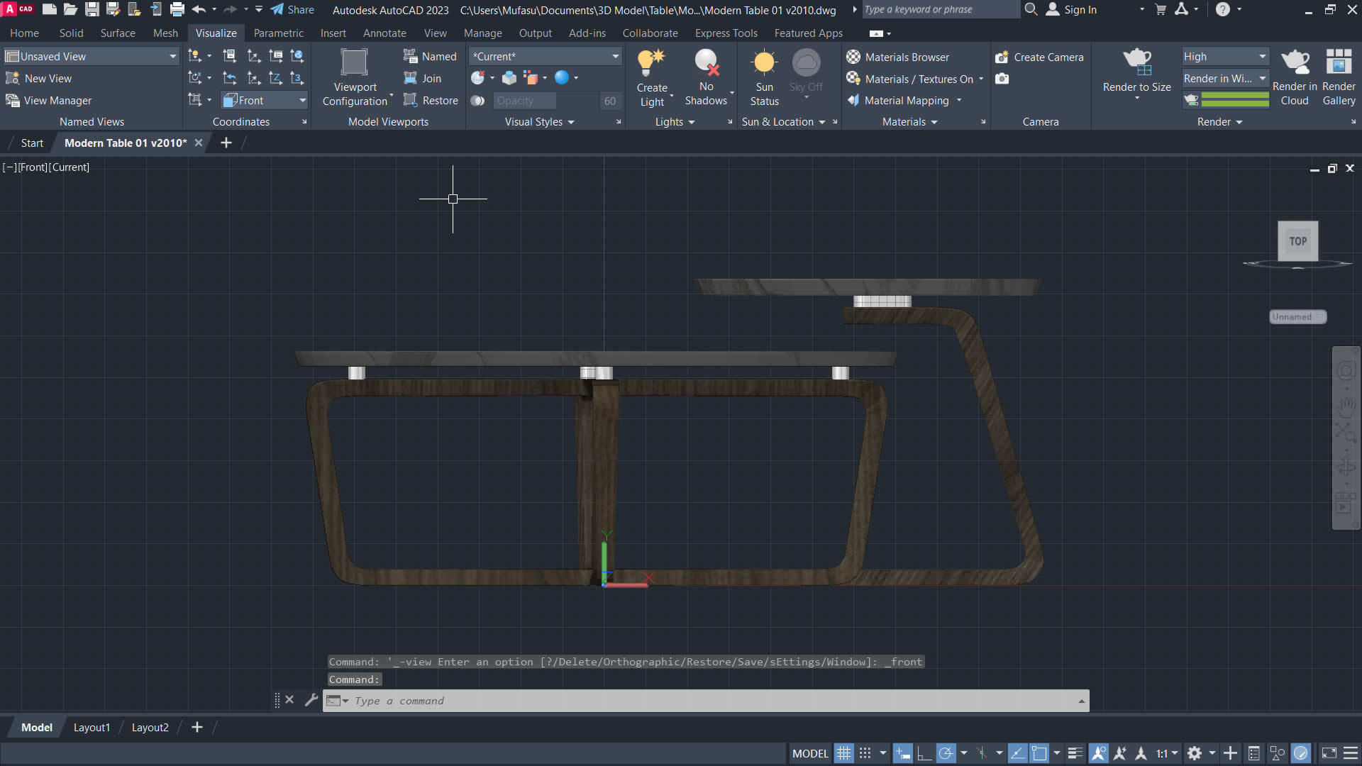 Autocad Low Poly 3D Modern Table 01 3D model_3