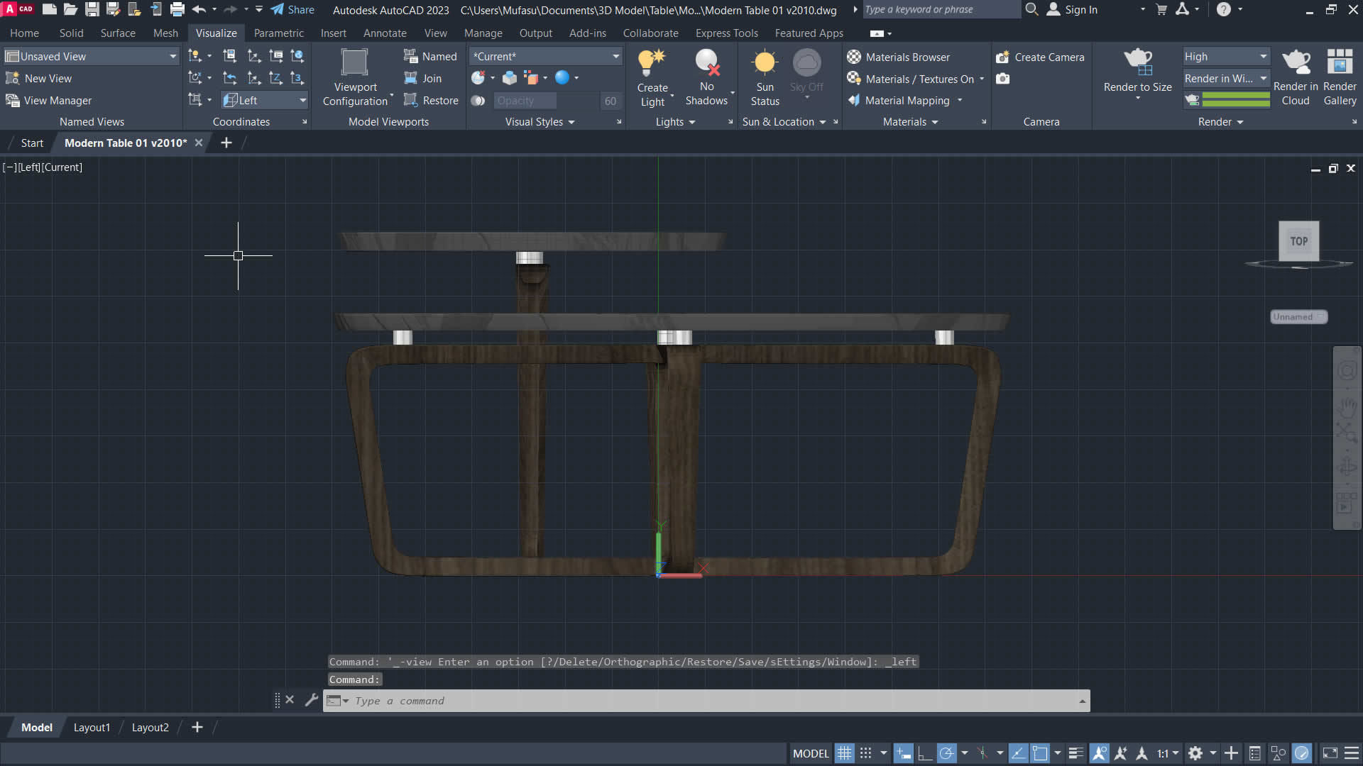 Autocad Low Poly 3D Modern Table 01 3D model_4