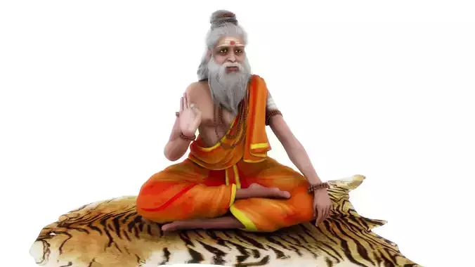 Sage 3d model person on tiger