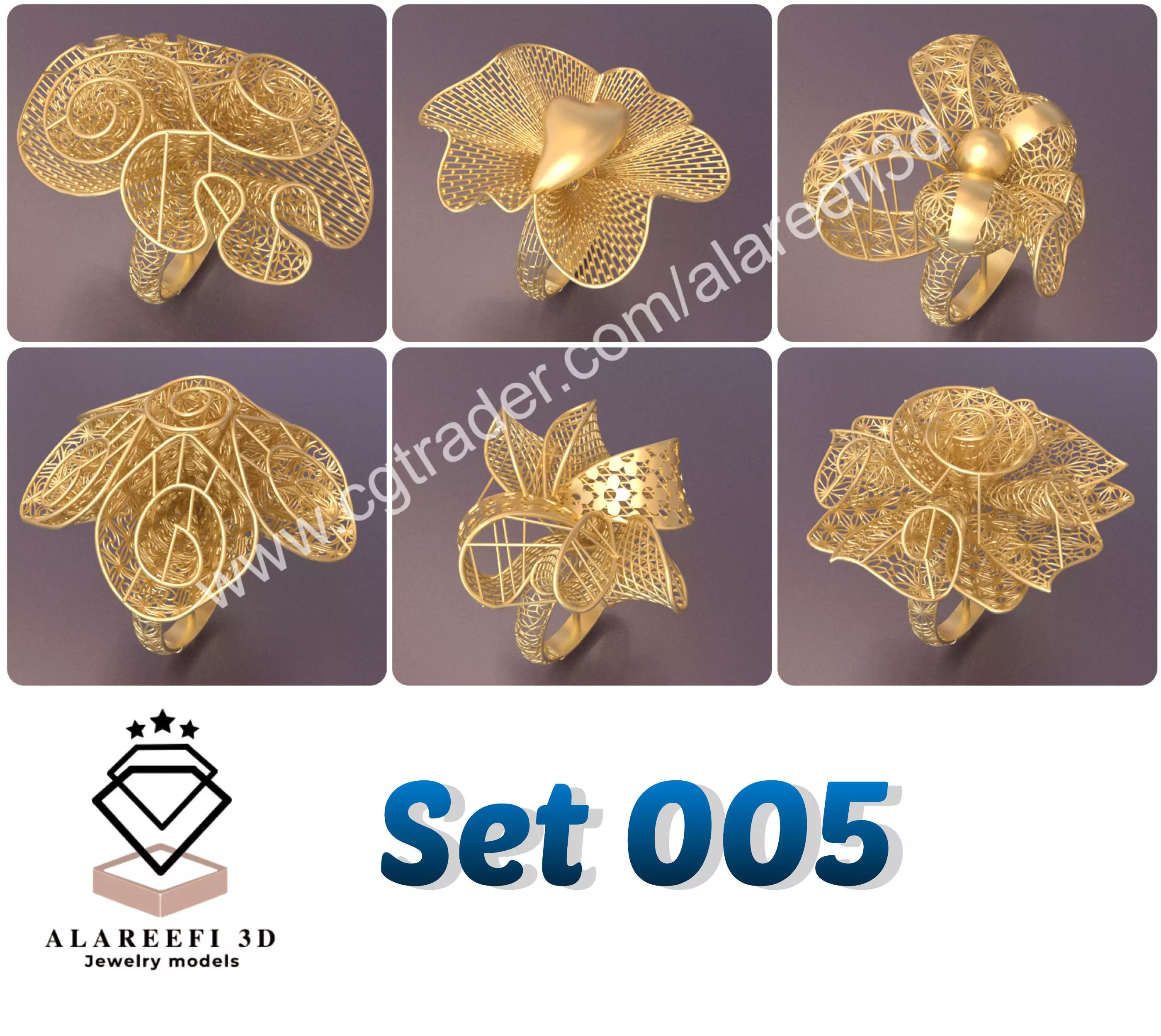 Set of 6 Ultra Vision Rings- set 005 3D print model_0