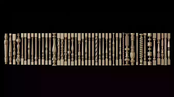 Set of balusters for interior design Free 3D model