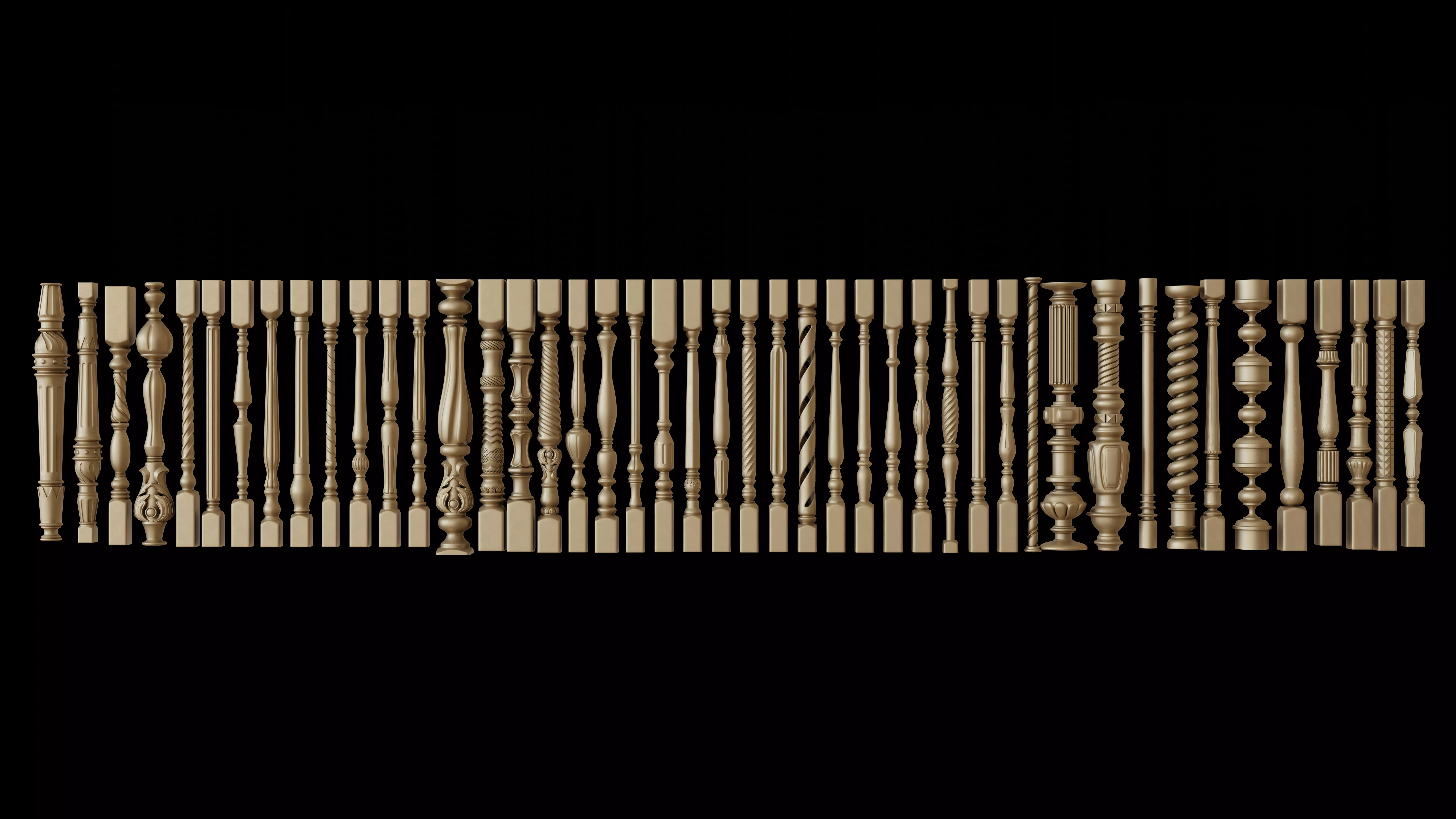Set of balusters for interior design Free 3D model