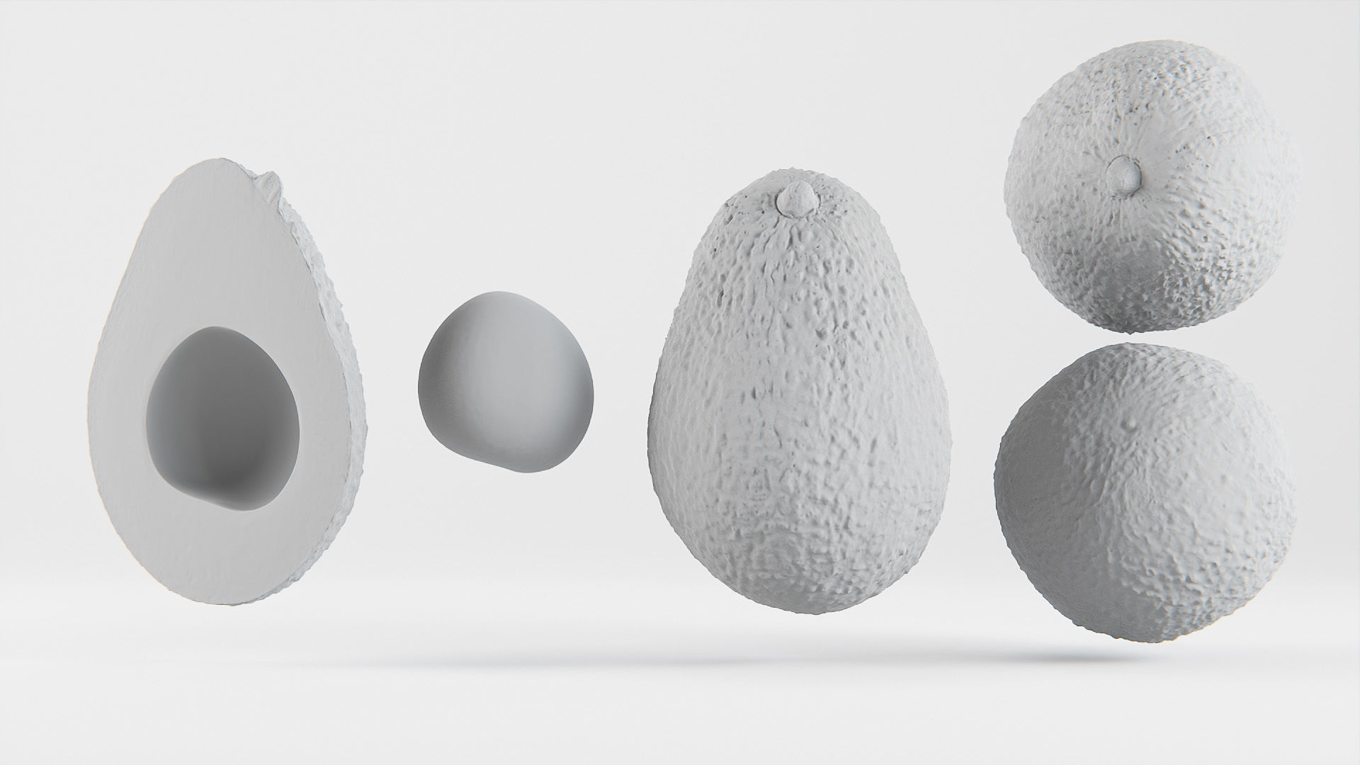Avocado set 01 Low-poly 3D model_3