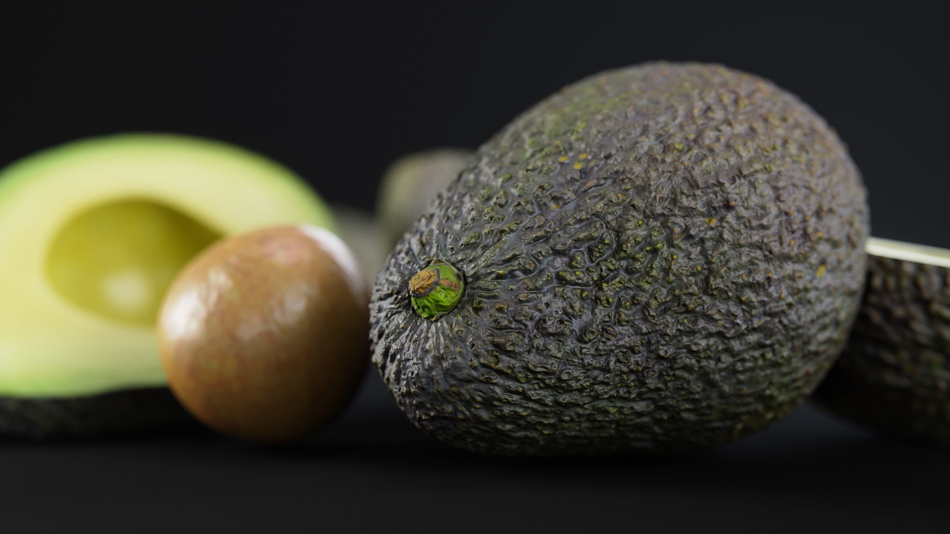 Avocado set 01 Low-poly 3D model_5
