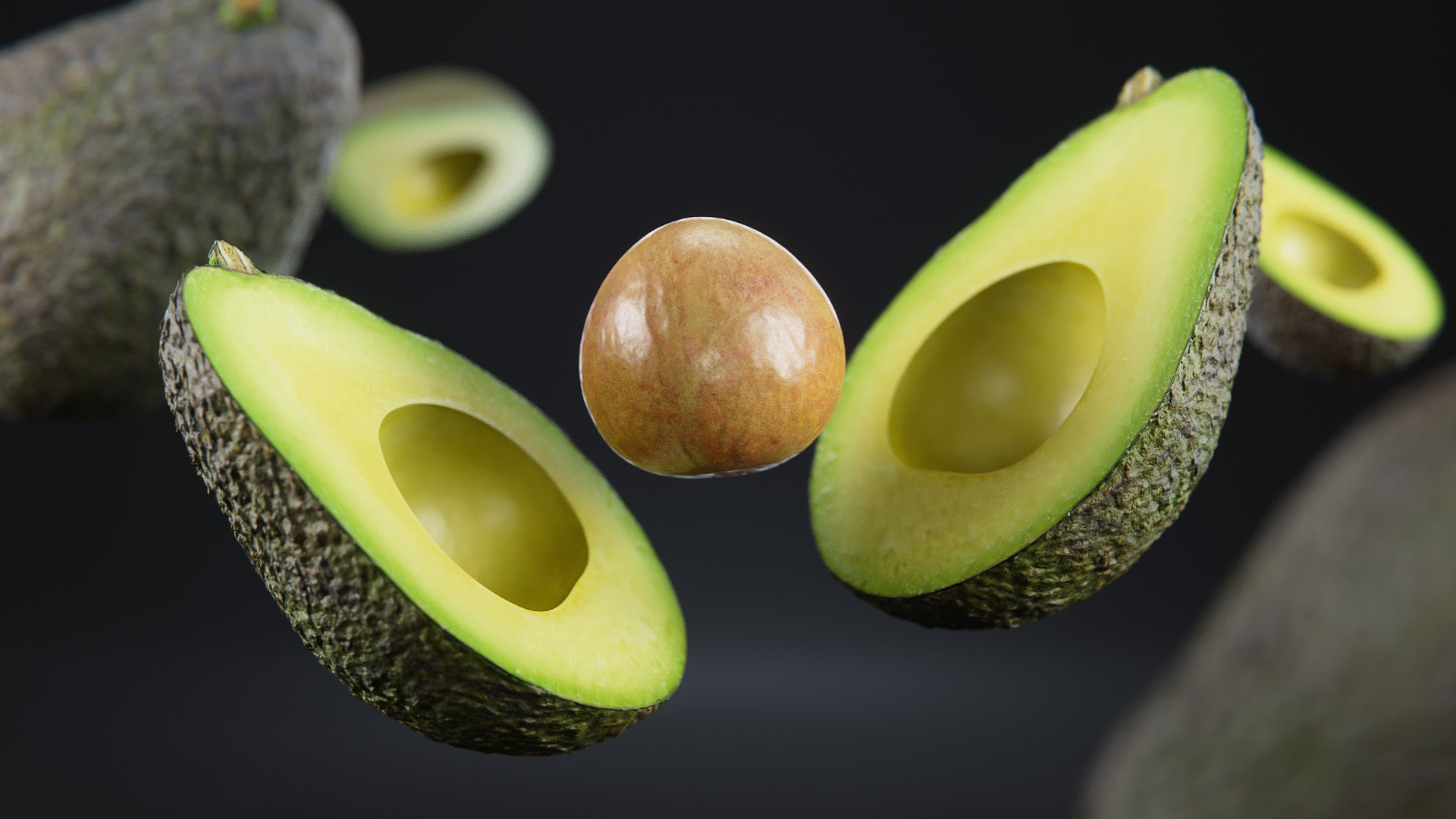 Avocado set 01 Low-poly 3D model_4