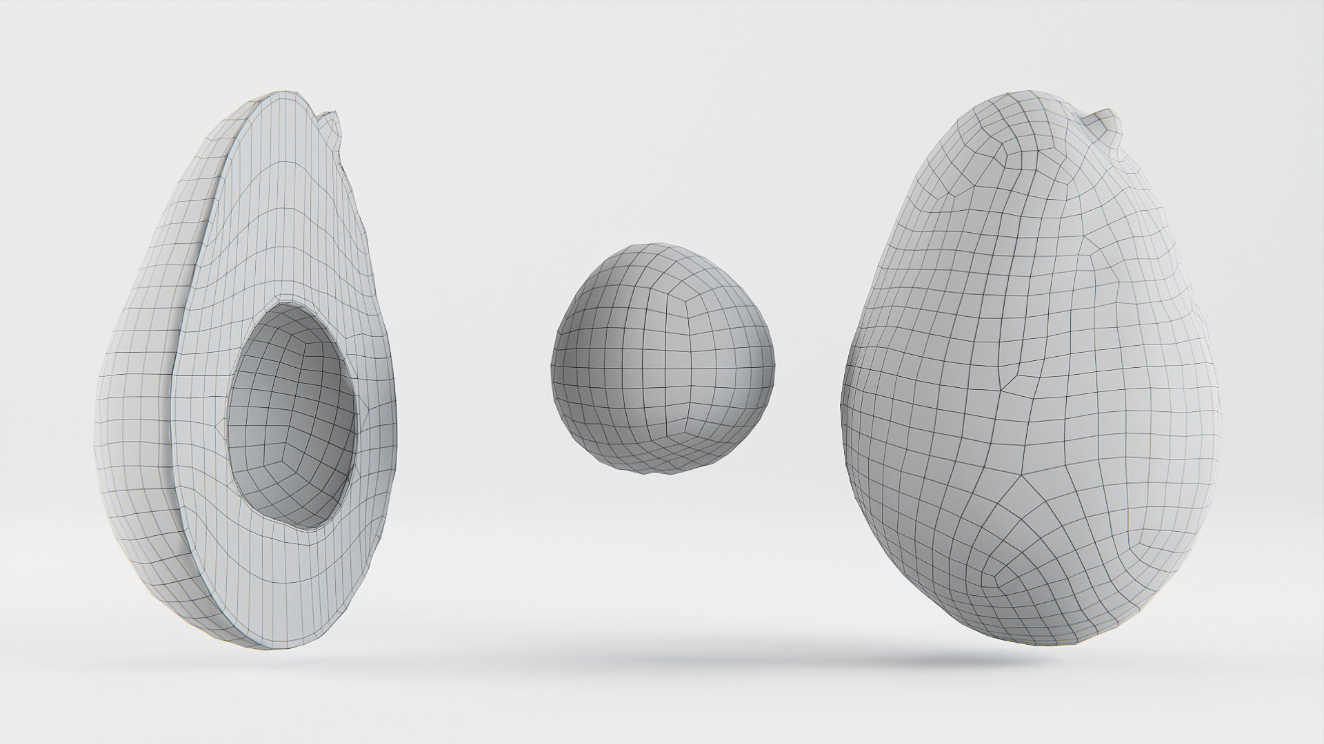 Avocado set 01 Low-poly 3D model_13
