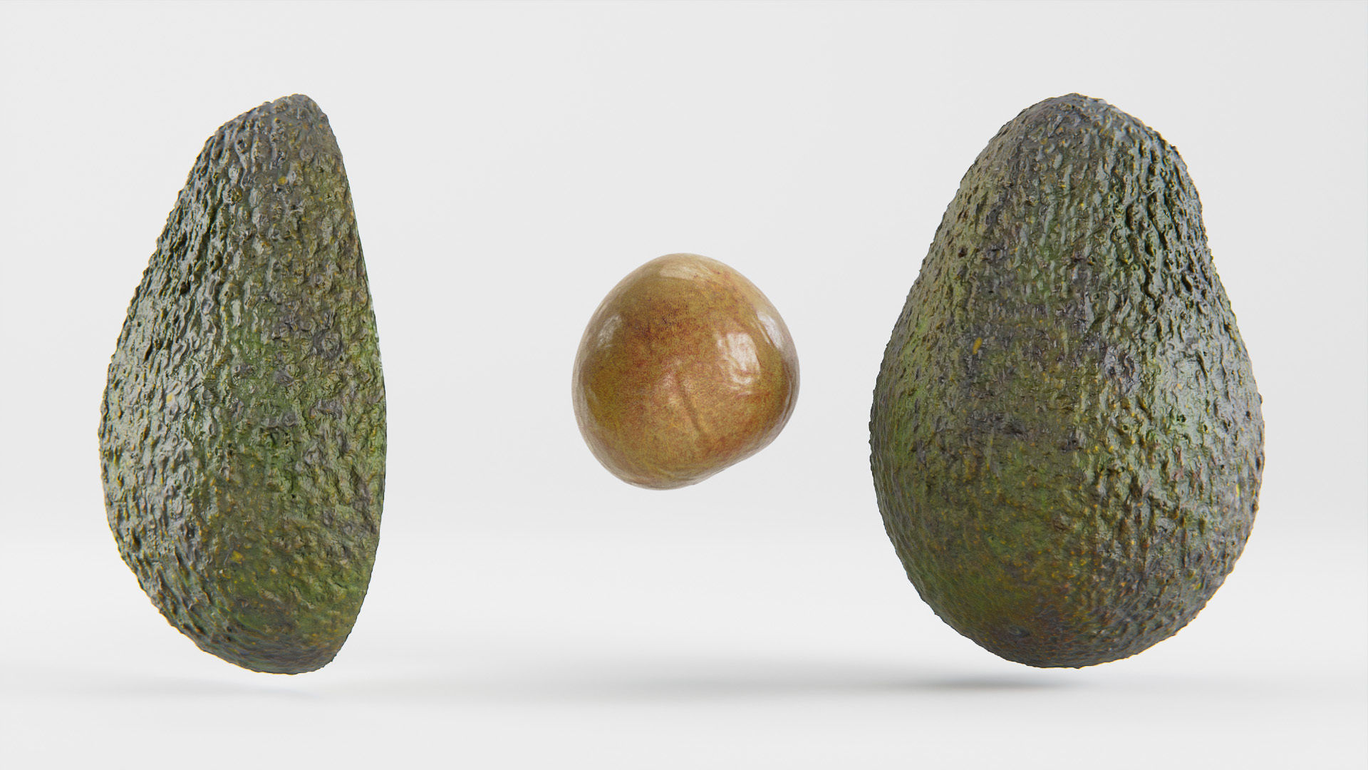 Avocado set 01 Low-poly 3D model_8