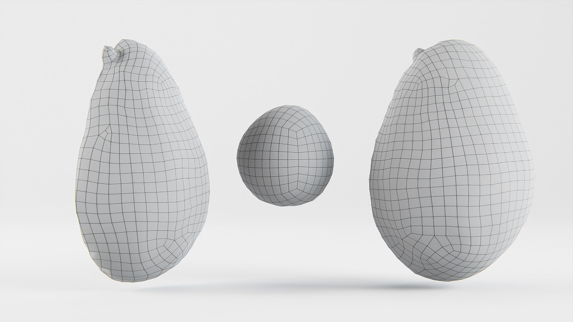 Avocado set 01 Low-poly 3D model_16