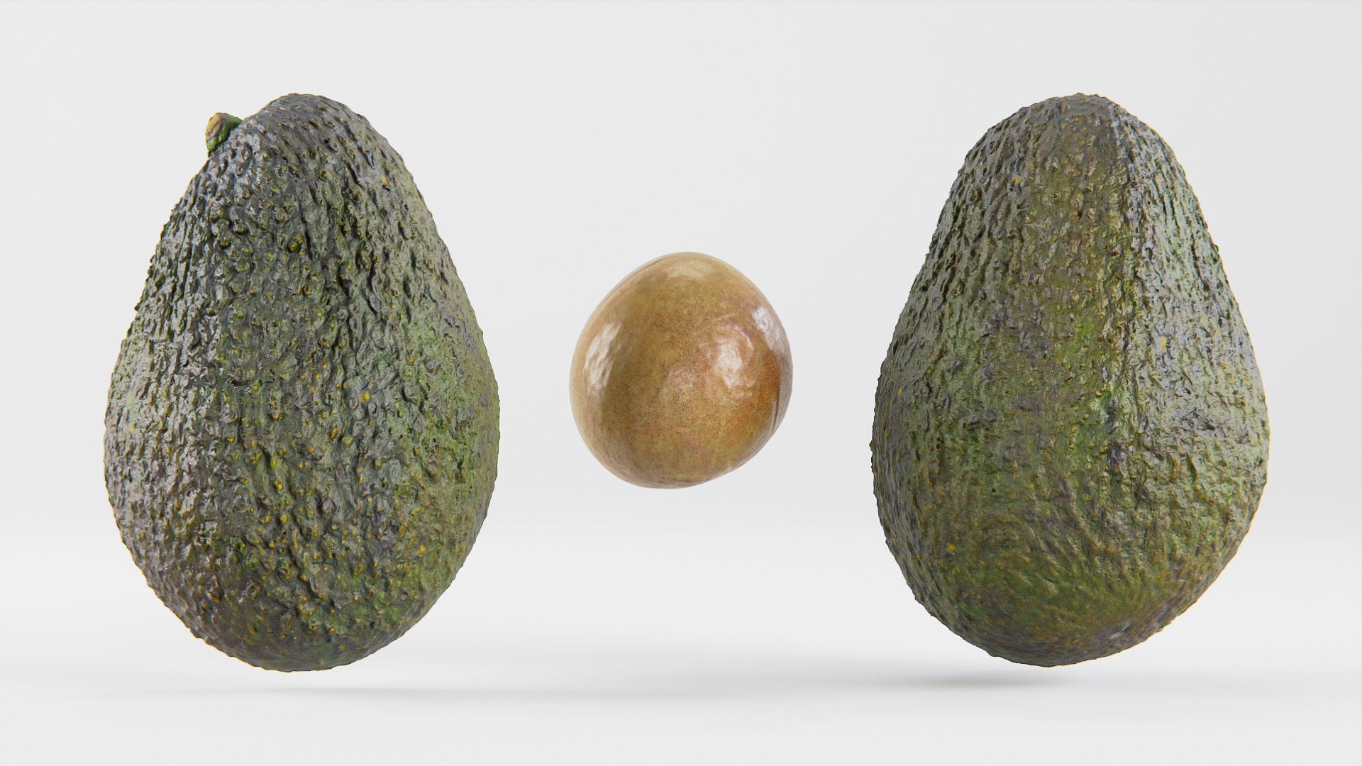 Avocado set 01 Low-poly 3D model_9