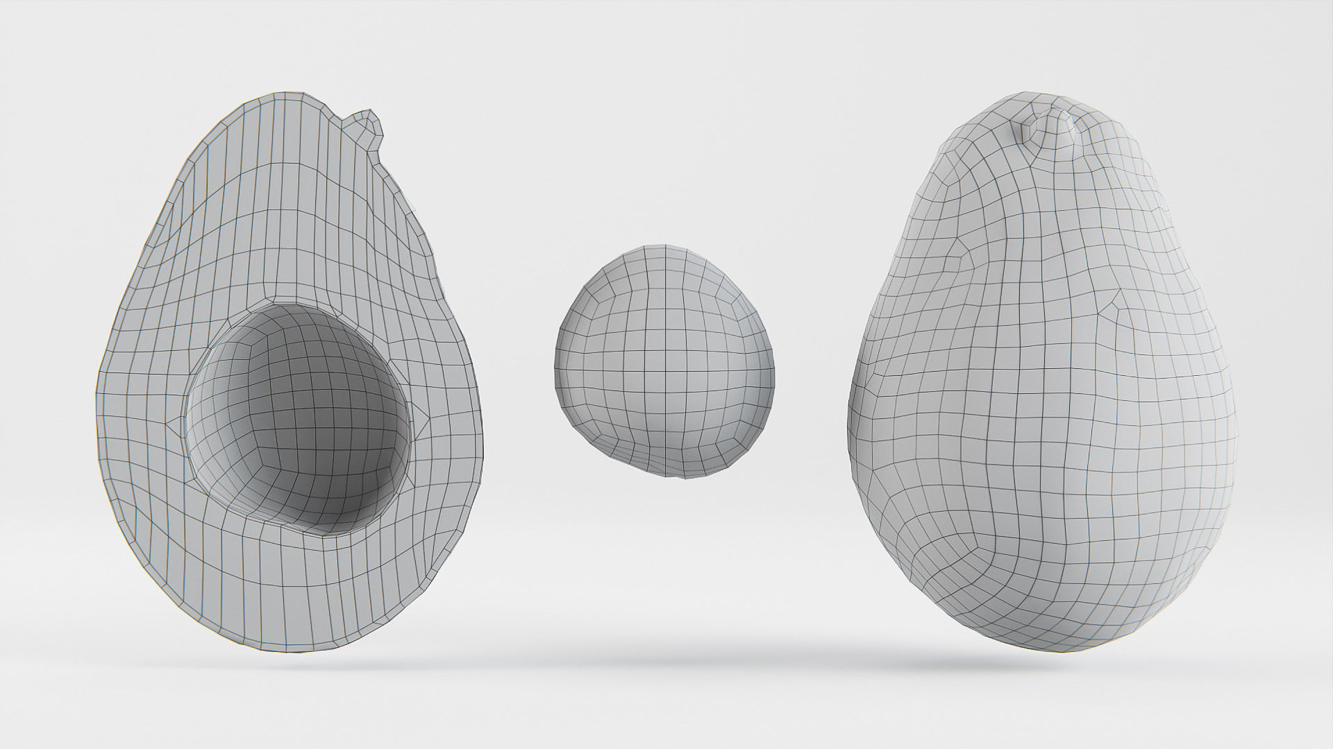 Avocado set 01 Low-poly 3D model_12