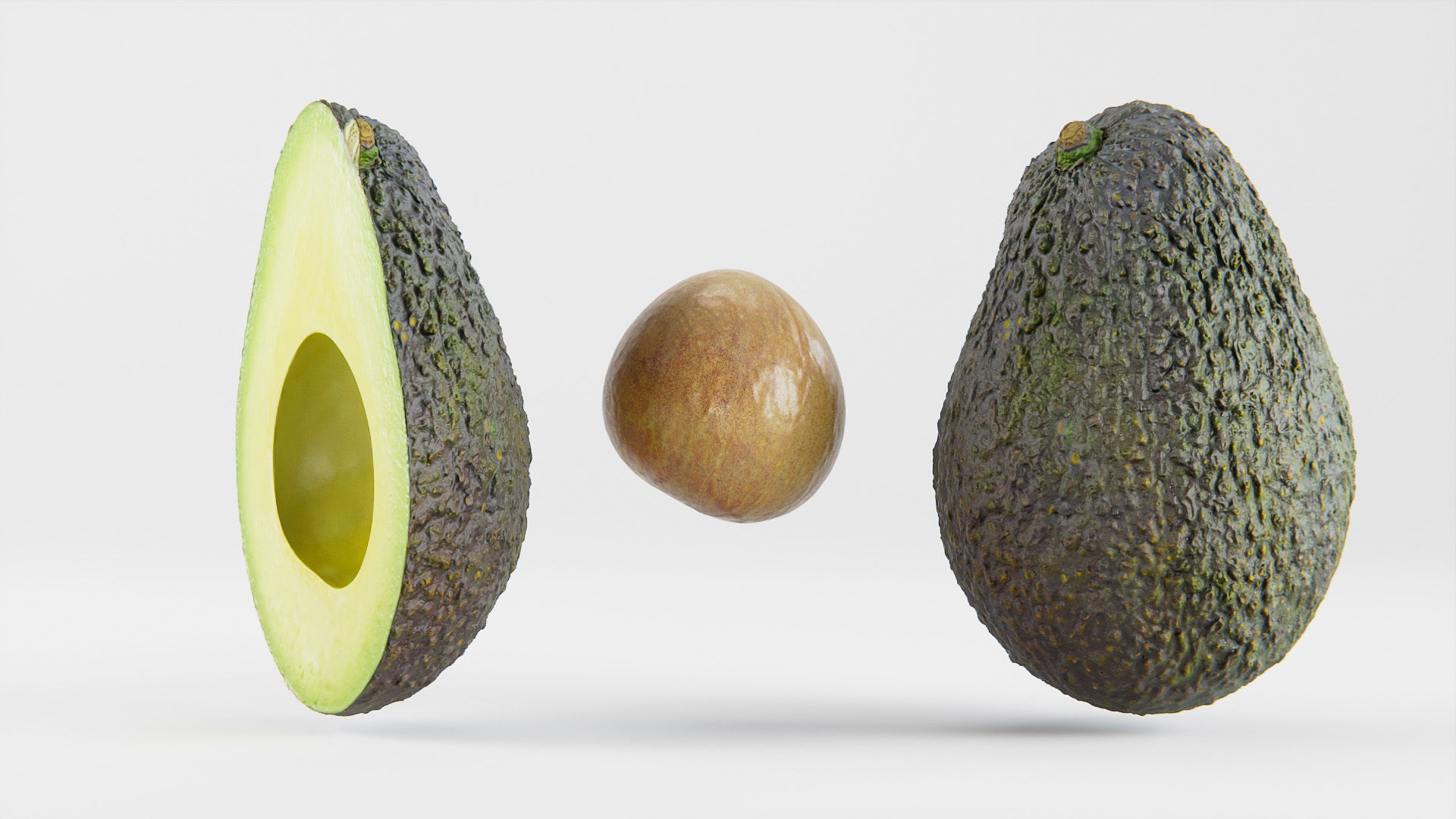 Avocado set 01 Low-poly 3D model_11