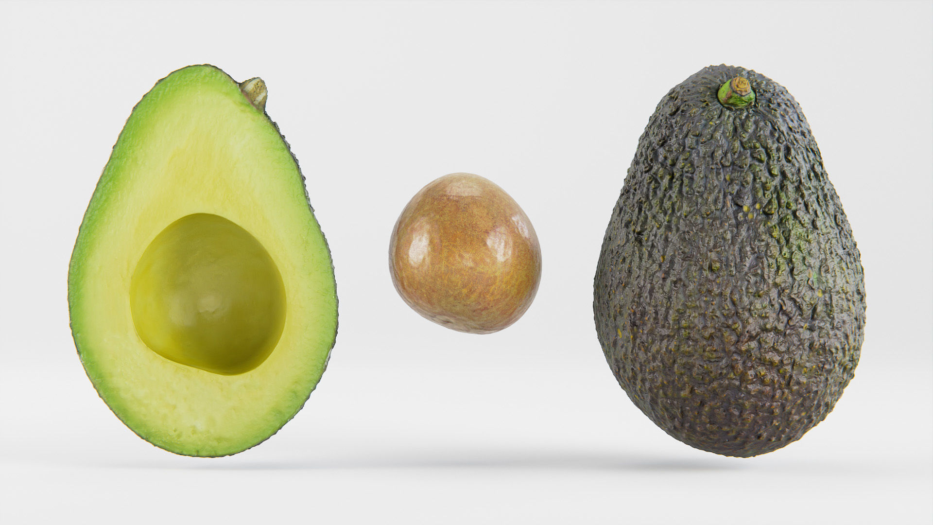 Avocado set 01 Low-poly 3D model_6