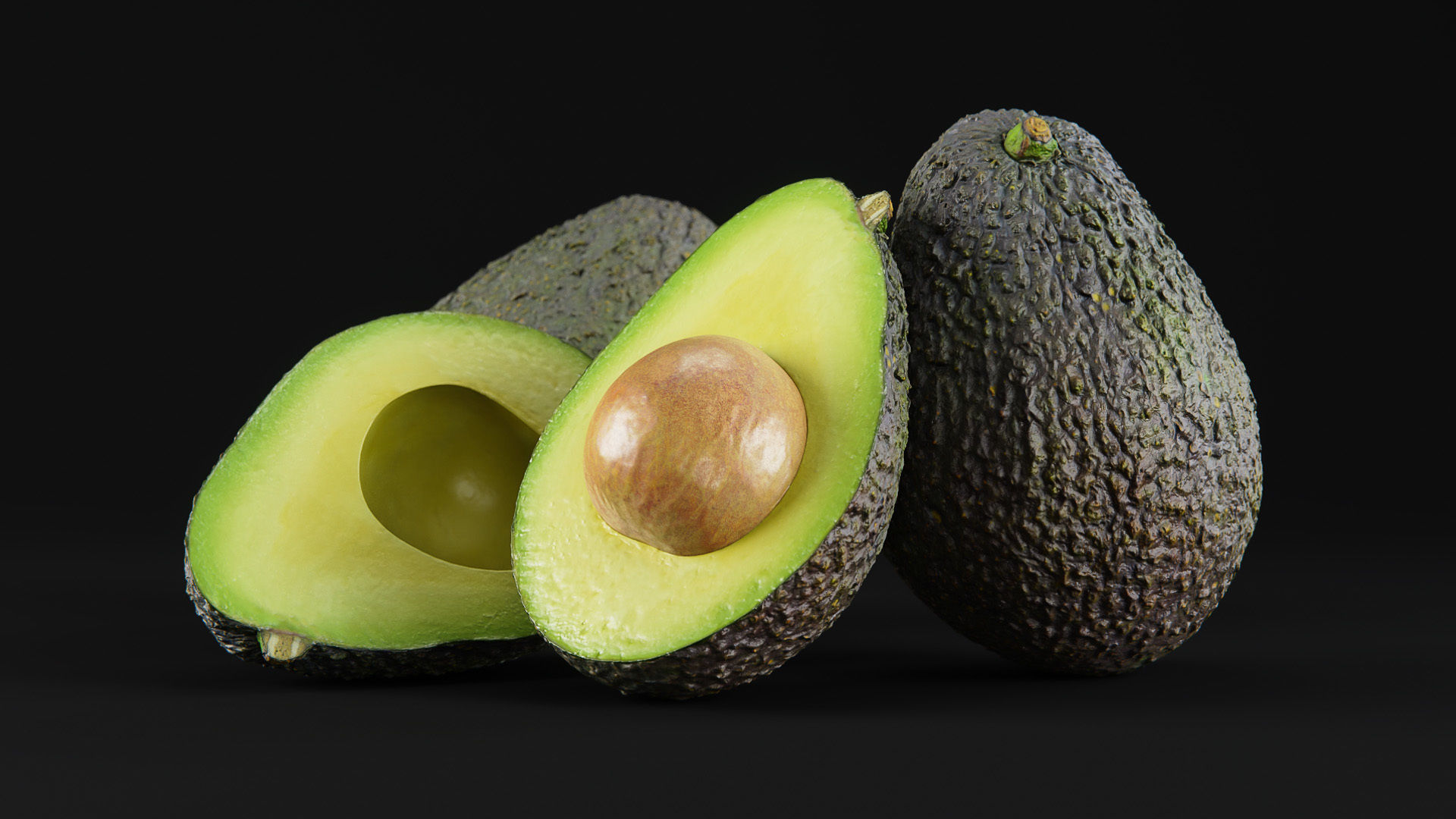 Avocado set 01 Low-poly 3D model_0