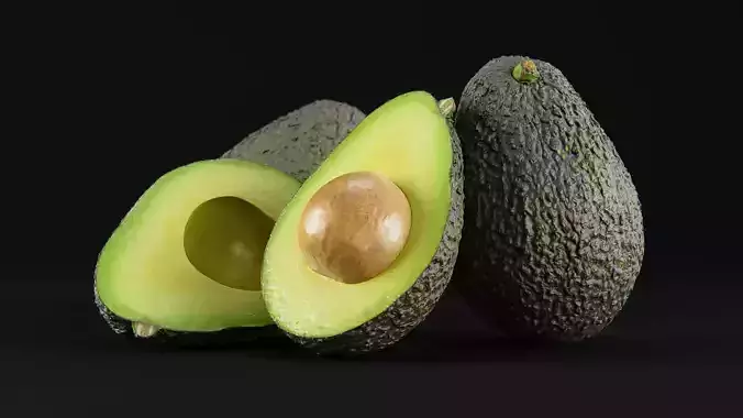 Avocado set 01 Low-poly 3D model