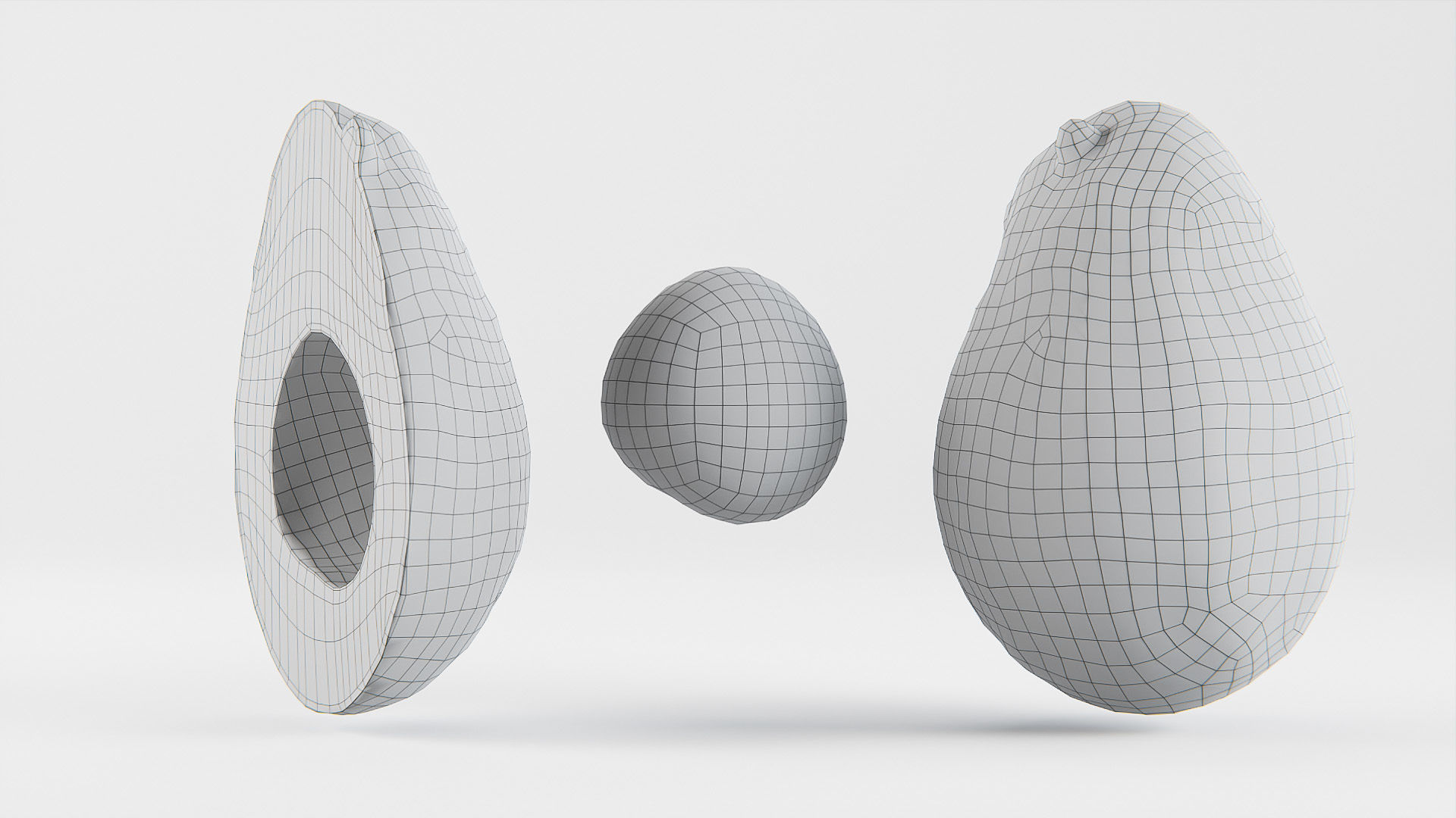 Avocado set 01 Low-poly 3D model_17