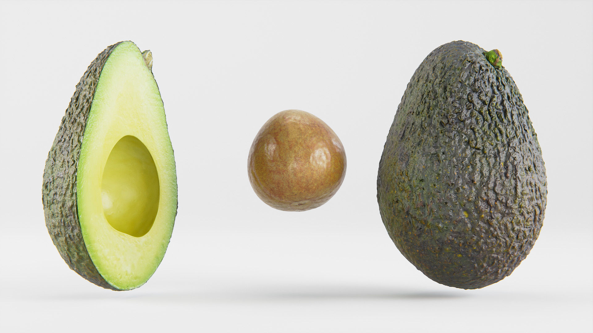 Avocado set 01 Low-poly 3D model_7