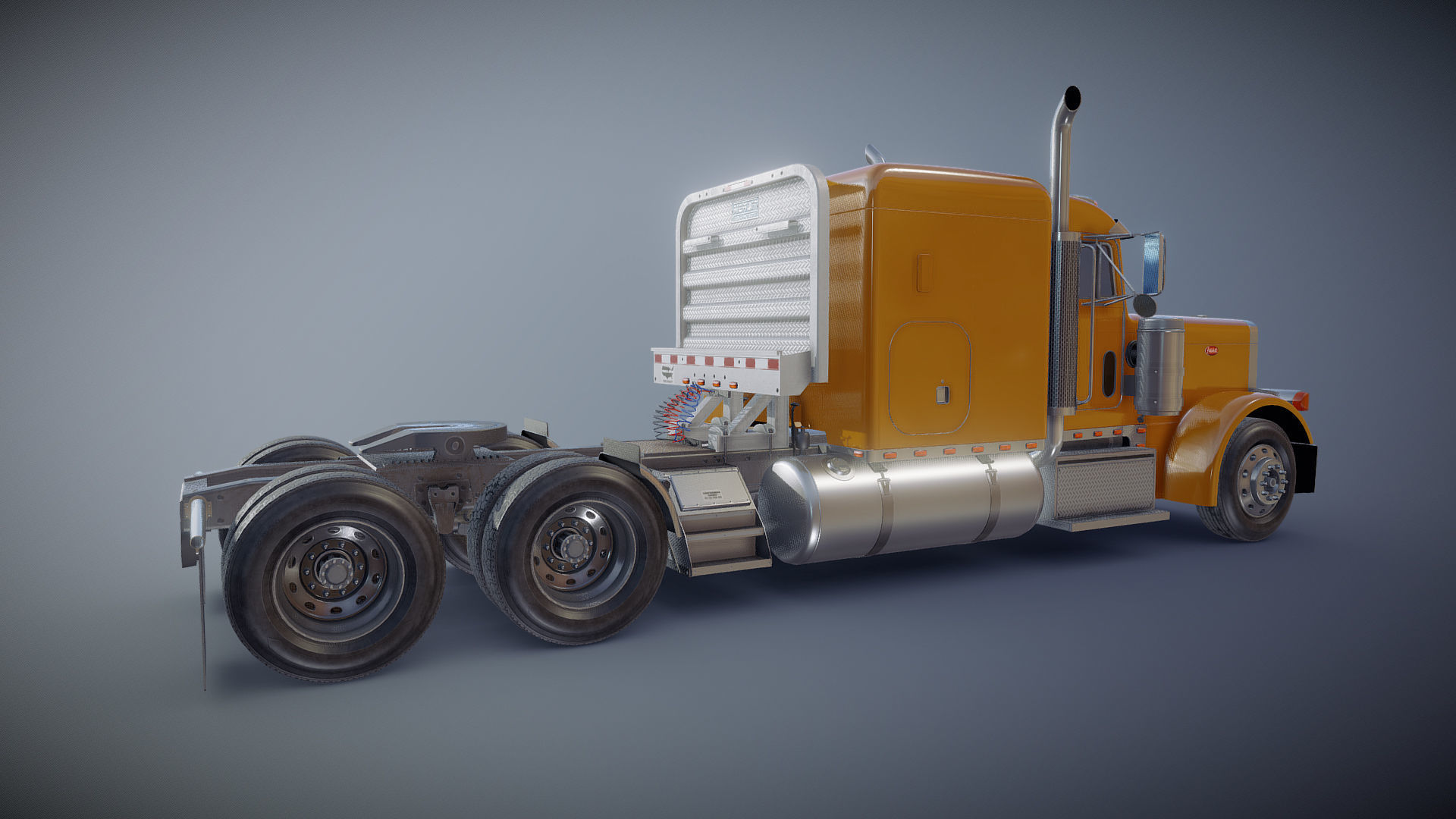 Peterbilt 379 custom cab truck Low-poly 3D model_18