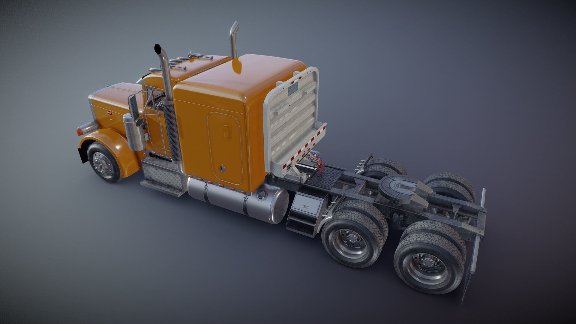 Peterbilt 379 custom cab truck Low-poly 3D model_21