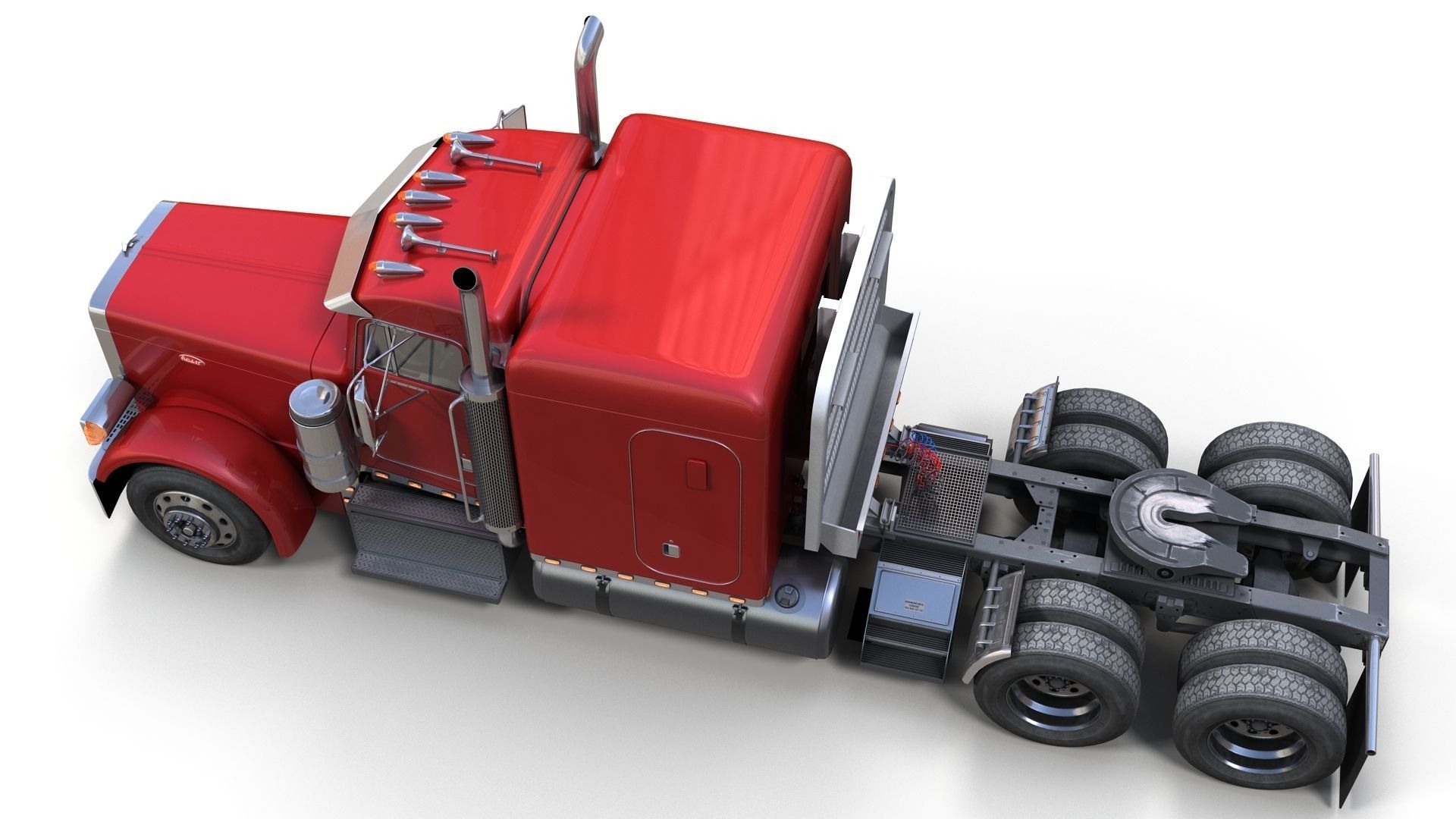 Peterbilt 379 custom cab truck Low-poly 3D model_5